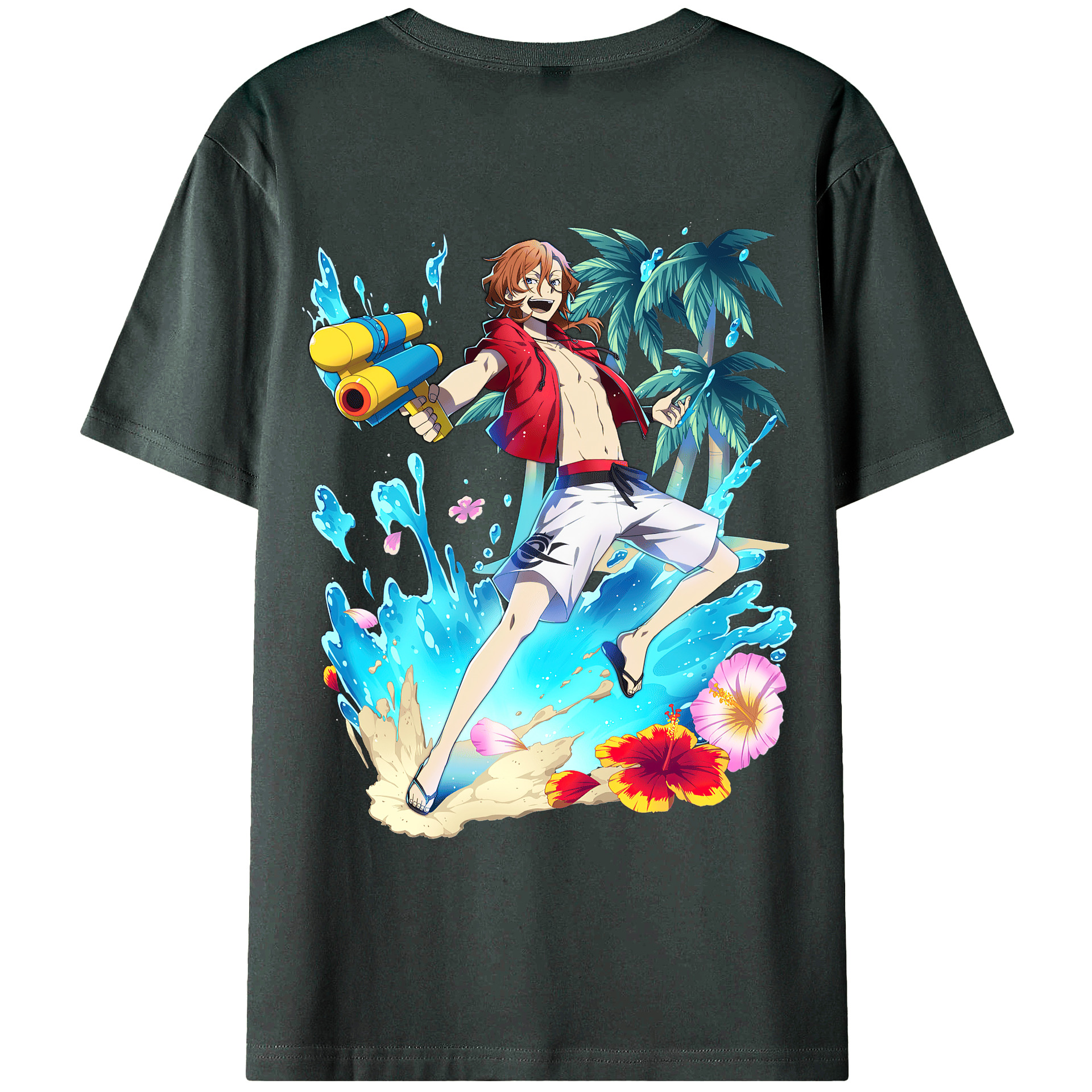 （画像用） 文豪ストレイドッグス Bungo Stray Dogs 綿100％ メンズ半袖Tシャツ（バックプリント） 通気性